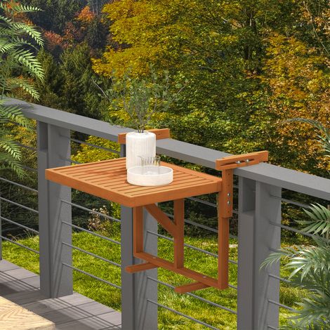Naturelle - Table suspendue pliante en bois doté de hauteur réglable en 4 niveaux : charge 20 kg 68x65x40,5-55 cm