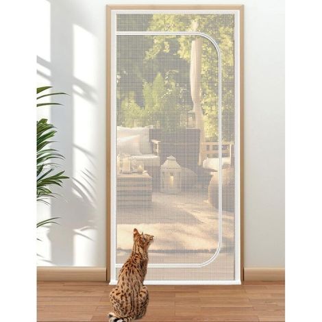 Moustiquaire pour chat, anti-moustiques, anti-chats, 90 x 220 cm, anti-rayures, avec fermeture éclair (blanche) (1/5)