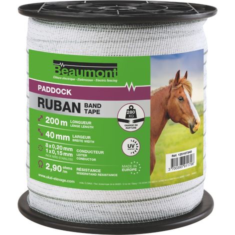 Ruban blanc et vert 40mm / 200m PADDOCK