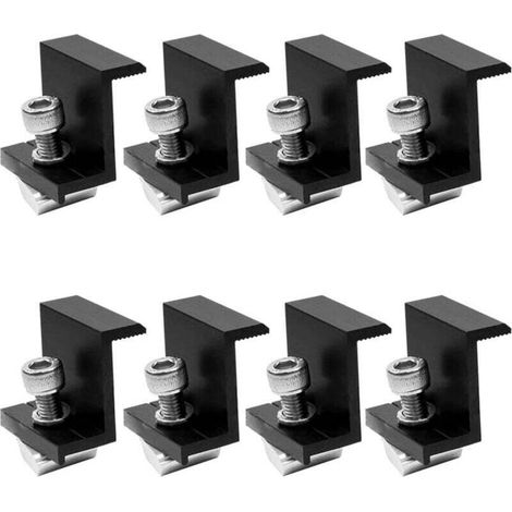 Staffe di montaggio fotovoltaiche nere da 30 mm per pannelli solari: staffe di montaggio a crimpare, accessori per l'installazione.