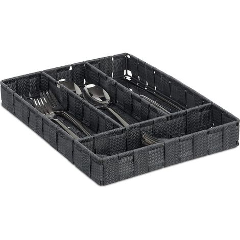 Rangement à couverts, compartiments de tiroirs avec 4 blocs, les ustensiles de cuisine, 4,5x26x36 cm, gris (1/5)