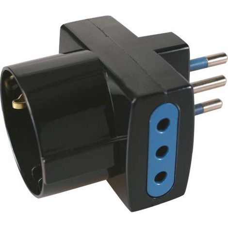 adattatore multiplo poly pool spina e 2 prese 10 a e 1 presa standard tedesco, colore nero