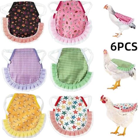 Set di 6 pezzi composto da grembiule a sella per galline, gilet per galline, grembiule, protezione per le piume, protezione per la schiena, abbigliamento per animali per galline di piccola e media tag (1/5)