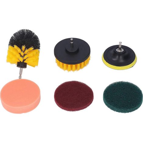 6-teiliges Set Bohrbürsten-Elektroschrubber mit 1/4-Zoll-Sechskantanschluss, PP-Reinigungswerkzeug für Fahrzeug und Haushalt (1/4)