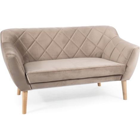 Canapé design velours beige & hêtre Blink