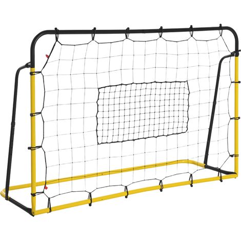 Homcom – But de football avec filet rebondisseur ajustable – Dimensions 184L x 63l x 123H cm – Métal et PE – Angle 60°-90° pour entraînement pro (1/5)