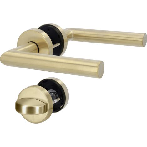 Alpertec WC-Türgriff-Garnitur Rosette Fair I Edelstahl gold matt Ø 52 mm