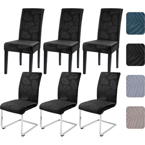 Stuhlhussen 6er Set, universell, elastisch, Blattmuster, waschbar, für Esszimmerstühle (1/5)