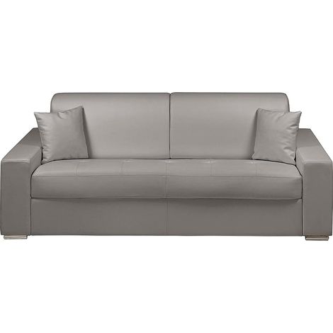 Divano letto 4 posti a ribalta in similpelle Grigio - Larghezza Materasso 160 cm - Spessore 14 cm - EMIR