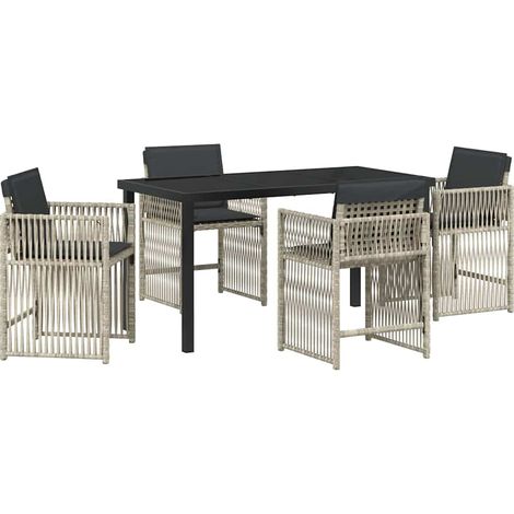 Ensemble de salle à manger pour jardin 5 pcs,Salon de jardin Gris clair CFW16890 (1/5)