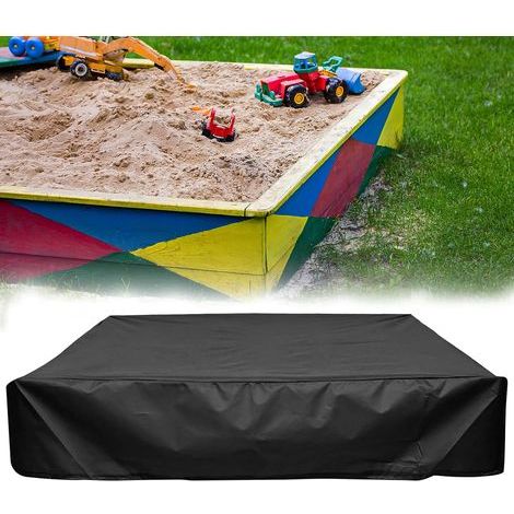 Bâche Bac à Sable 200x200x20 cm – Oxford 210D Imperméable – avec Cordon Serrage – Noir (1/5)