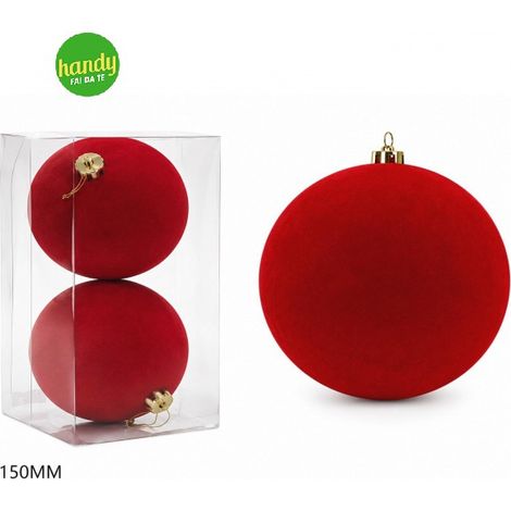 Set 2 Palle di Natale General Trade Rosse in Velluto Lisce Ø150 mm