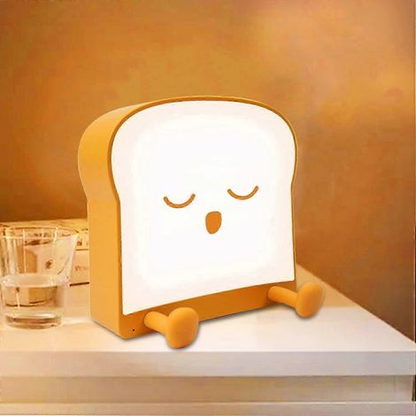 Lampe LED mignonne en forme de toast, rechargeable par USB et portable, idéale pour dormir au chevet d'un adolescent. (1/5)