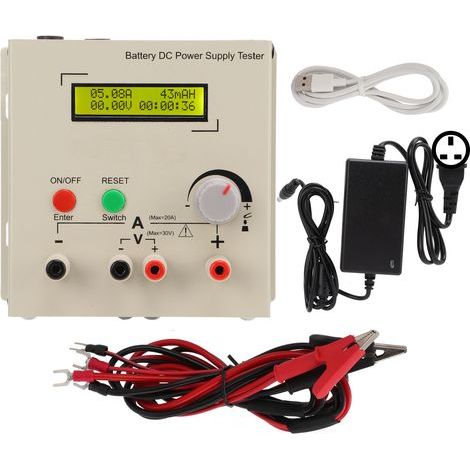 Testeur de batterie avec écran LCD, mesure capacité et résistance interne, alimentation AC 100-240V, prise UK, instrument de diagnostic pour piles et accumulateurs. (1/4)