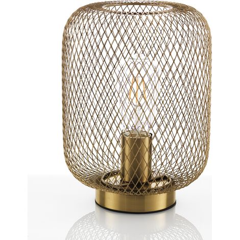 Lampada da tavolo in filo di metallo ottone anticato cm Ø.20 x H.27