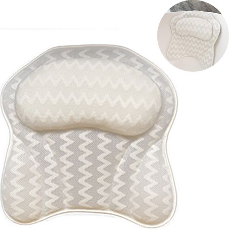 Coussin de bain pour baignoire - 6 ventouses ultra-résistantes pour un soutien optimal de la nuque et du dos (1/5)
