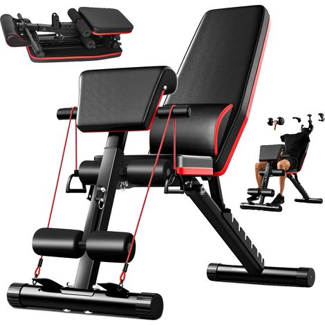 Multifunktionale Hantelbank, 7-fach verstellbar, 200 kg Belastbarkeit, Schwarz (1/2)