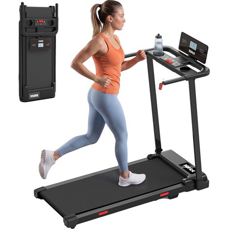 Cinta de correr plegable, motor de CC de 2,0 CV, inclinación ajustable, 12 programas preestablecidos, rango de velocidad de 1 a 10 km/h, pantalla LCD. (1/5)