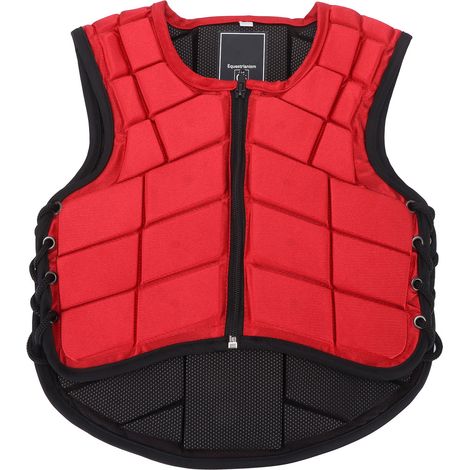 Gilet d'équitation enfant rembourré mousse, protection corporelle sécurité équitation, rouge, taille CM (1/5)