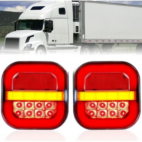 Luces traseras para remolque, 2 unidades, 12 V-24 V, LED, intermitentes, luz de freno, impermeables, cable de 210 mm, indicador para caravana.