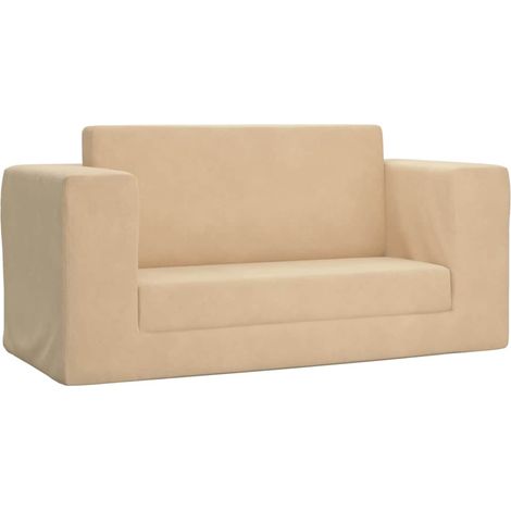 Canapé-lit,Canapé convertible pour enfants 2 places crème peluche douce CFW69793 (1/5)