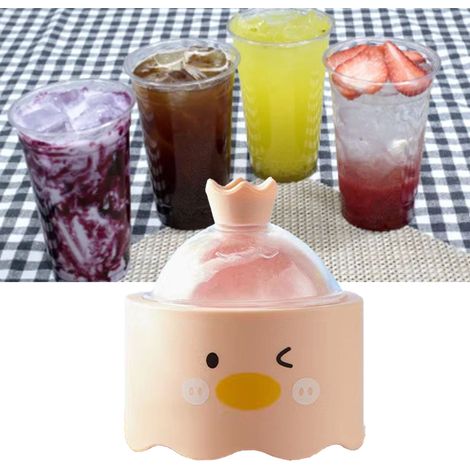 Runde, rosa Silikon-Eiswürfelform für Whisky. (1/5)