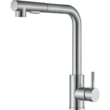 Rubinetto da cucina in acciaio inossidabile con spruzzatore estraibile ad alta pressione, rubinetto per lavello da cucina girevole a 360° con due modalità di spruzzo