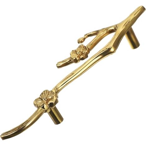 Poignée de Porte Fleur Or en Laiton Vintage Style Ferme Bouton de Tiroir pour Armoire et Placard, Cuisine et Salon (1/5)