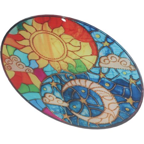 Decoración acrílica para ventanas y paredes de 20 cm [Sol y Luna] Péndulo Yin-Yang colorido - Colgante de regalo de cumpleaños (1/5)