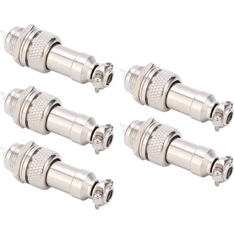 Connecteur Avion GX12 2 broches 5A 450V, 5 pièces fiche mâle femelle à panneau métallique, prise électrique pour châssis, connectique filaire robuste (1/5)