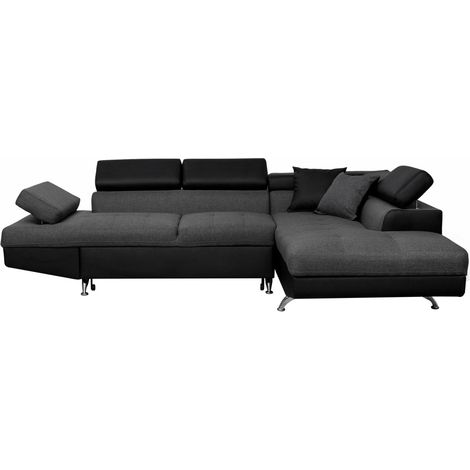 Loungitude – Canapé d'angle convertible 5 places avec coffre de rangement – Accoudoir réglable – Dimensions 271 x 192 x 70/85 cm – Couchage 135 x 195 cm (1/5)