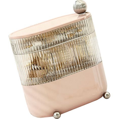 Boîte de rangement à 3 niveaux, rotative et compartimentée, pour bijoux, câbles de données, cosmétiques, rose crème