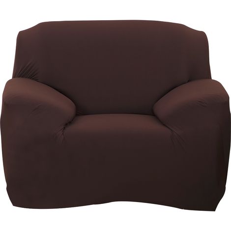 Housse de Canapé Polyester Élastique Antidérapante Protection Meuble Lavable Couleur Café pour Canapé 1 Place 90-140cm (1/5)
