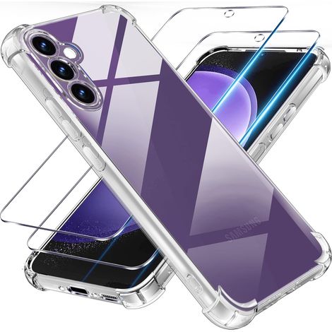 3 en 1 Verre Trempé et Coque pour Samsung Galaxy S23 FE 5G, [Coussin d'air Intégré] Anti-Jaunissement Souple TPU Bumper Coque Protection pour Samsung 23FE 5G, Transparente (1/5)