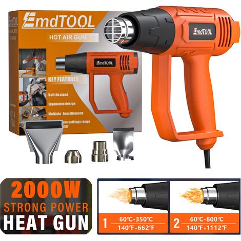 Nouveau Orange pistolet à air chaud avec 4 buses et accessoires 2000 watts