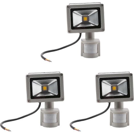 Tre faretti LED a luce bianca calda con illuminazione a LED e sensore di movimento PIR (10 watt). (1/5)