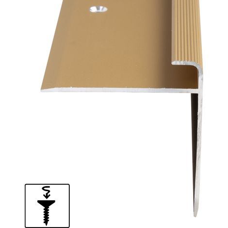Karat – Nez de marche Safety Forme F aluminium anodisé or – Longueur 100 cm – Pour revêtements de sol de 7 à 8 mm d'épaisseur