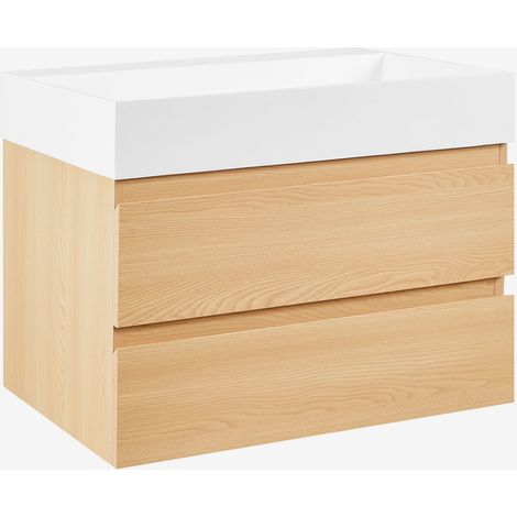 SKLUM Badezimmerset aus Holz und Eschenfurnier mit integriertem Waschbecken Ona (1/5)