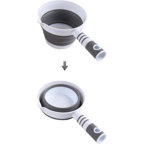 Louche à eau pliable en silicone et plastique, Pelle à eau portable pliable, cuillère à eau Louche de bain avec poignée (Gris) (1/5)
