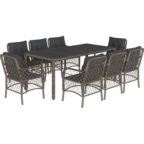 Maison Exclusive - Set comedor jardín 9 pzas y cojines ratán sint (1/5)