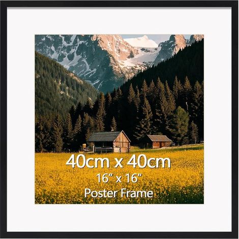 Bilderrahmen 40x40 cm Schwarz mit Passepartout für 30x30 cm, Wandmontage (1/5)