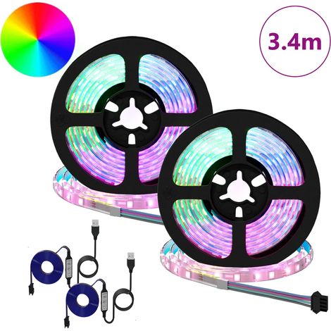 Bande LED 2 pcs Noir et Transparent 1700 mm Cuivre et plastique