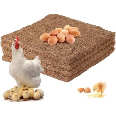 Lot de 4 coussins de nidification pour poules en fibre de coco naturelle, protection des œufs, hygiéniques et faciles à nettoyer, 16 x 16 cm (1/5)