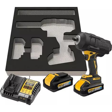Dewalt – Clé à chocs sans fil 18V avec 2 batteries 5Ah – Couple max 2576Nm – Moteur Brushless – Pour travaux lourds en milieu humide