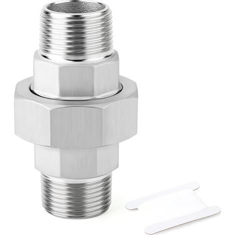 2 pièces 1/2" BSP en acier inoxydable 304 Raccords femelles et mâles, raccords union, adaptateurs filetés pour eau/huile/gaz - 3/4" M(1 PCS) (1/5)
