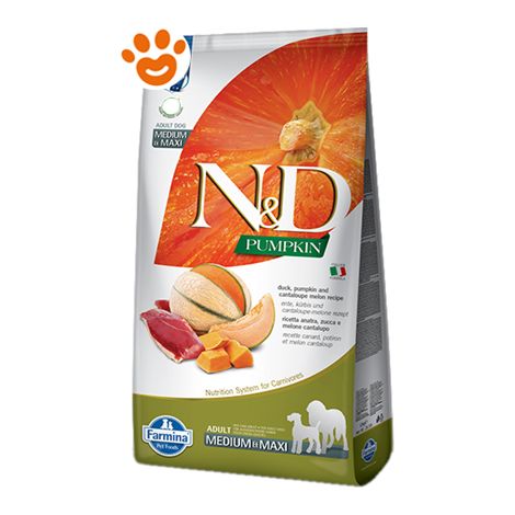 Farmina Dog N&D Pumpkin Adult Medium Maxi Anatra, Zucca e Melone Cantalupo - Sacco 12 Kg - Cibo Secco Cani (1/2)