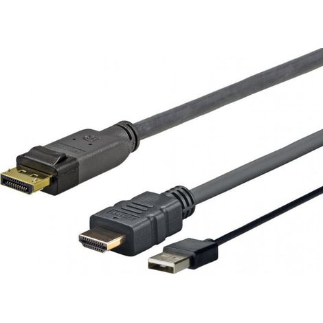 Adaptateur Vivolink PROHDMIUSBDP5, DP-HDMI, 5 m, noir