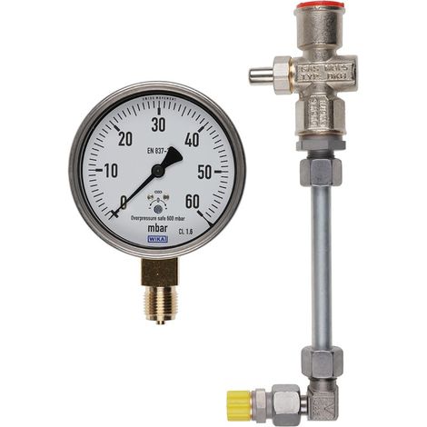 Manometer 0 bis 60 mbar mit Druckknopfhahn für TRD 604 Ausf. B - 15132726402 von Weishaupt
