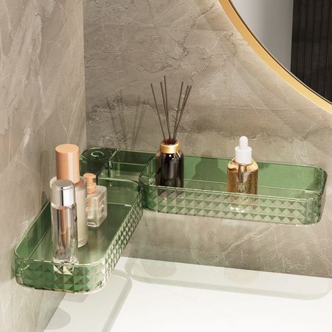 Etagere D'Angle Murale - Sans Perçage - Pour Salle De Bain Et Cuisine - 3 Niveaux - Charge Maximale 15 Kg - Dimensions 30 X 30 X 70 Cm - Lot De 1 (1/5)