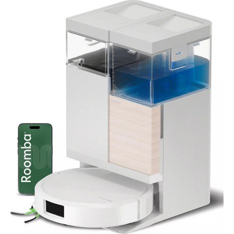 IRobot R285240 - 100003851 Roomba Plus 575 Combo Robot aspirapolvere e lavapavimenti con stazione AutoWash navigazione LiDAR potenza 25000 Pa Wi-Fi app Roomba Home colore Bianco